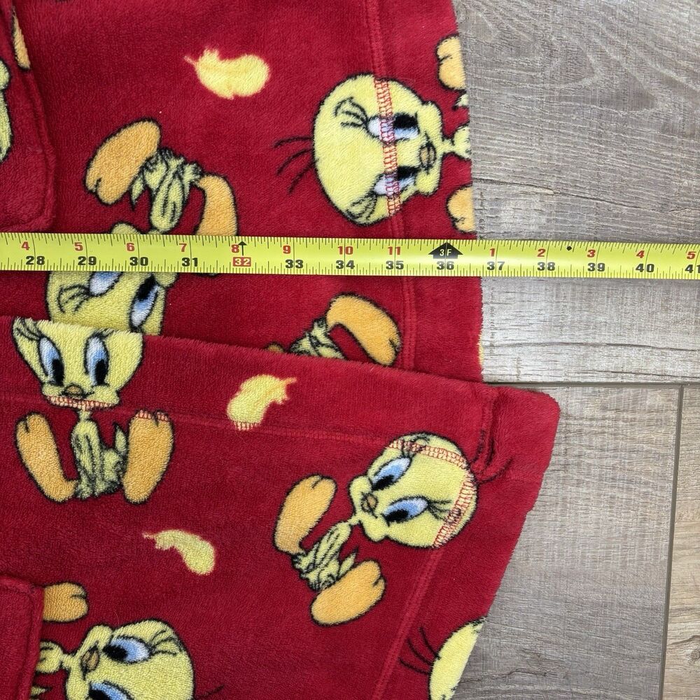 Vintage Tweety Bird Robe Red Soft Fluffy Size L Looney Tunes Novelty Cozy Y2K - Picture 7 of 10